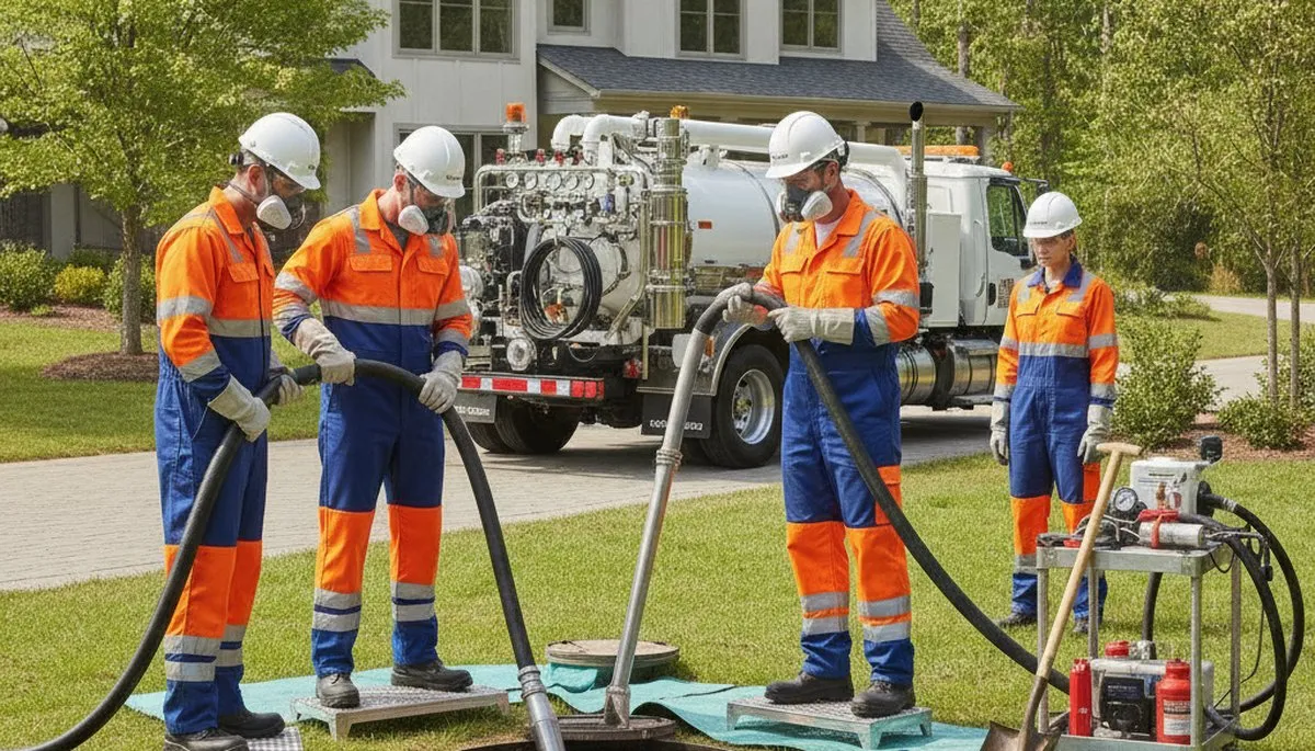 Septic tank cleaning service truck in Reno, NV for residential plumbing repair