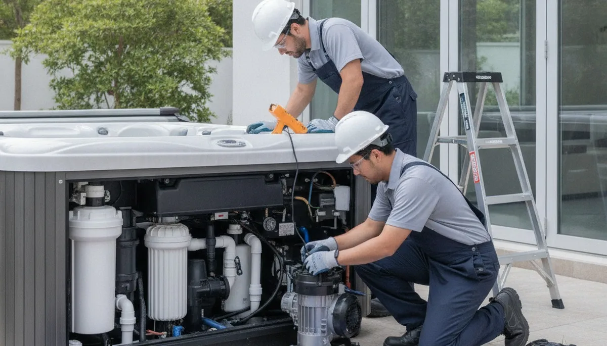 Reno, NV plumber repairing a home spa for fast diagnostics and lasting fixes